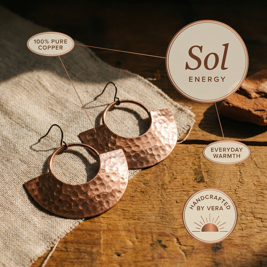 Boucles d'oreilles en cuivre Soleil de Vera
