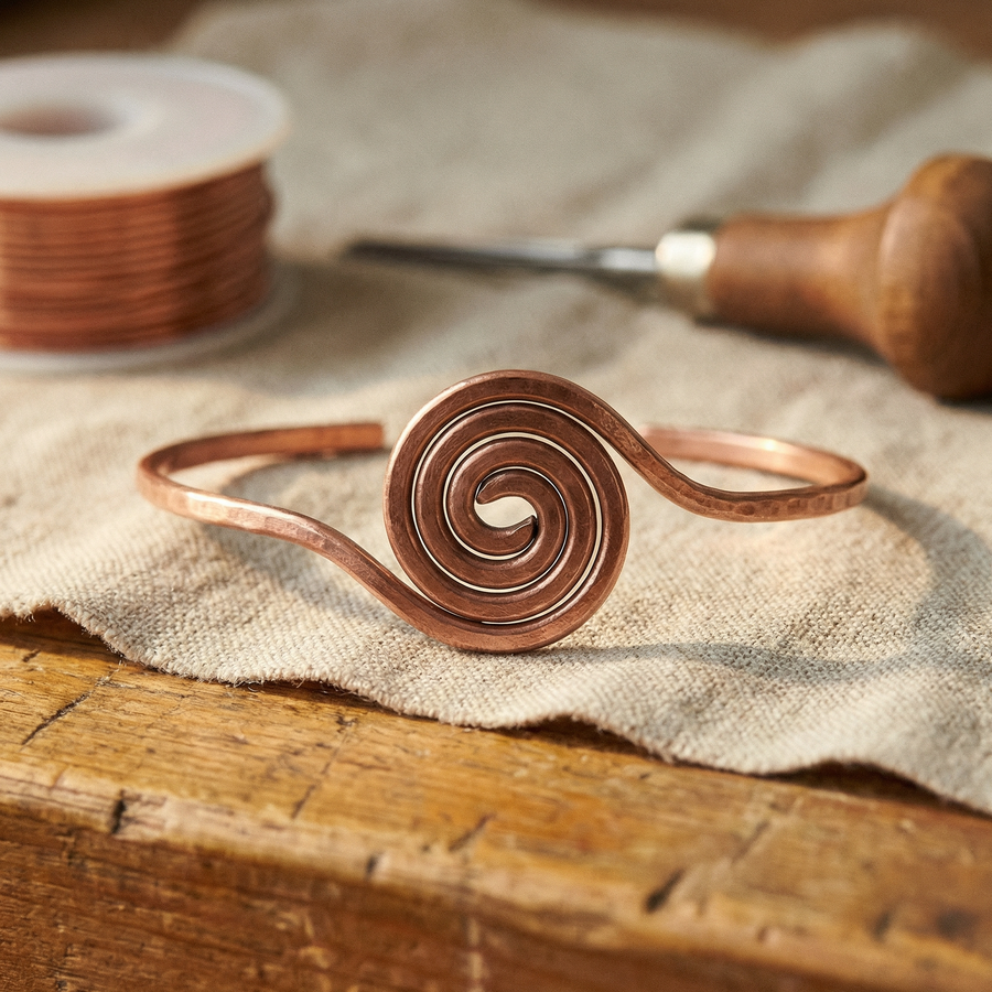 Bracelet de cheville en cuivre Spirale de Vera