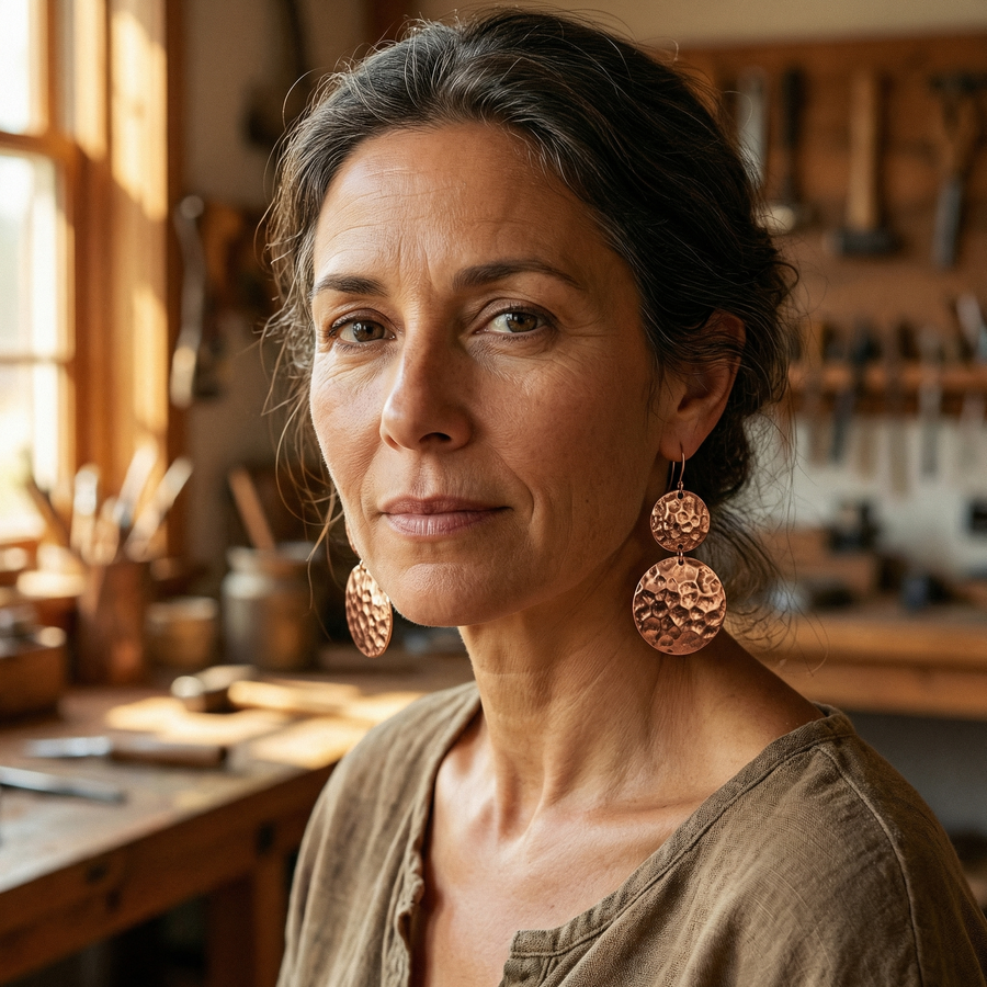 Boucles d'oreilles en cuivre Solstice de Vera