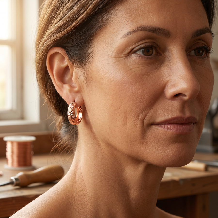 Boucles d'oreilles en cuivre Rosée de Vera