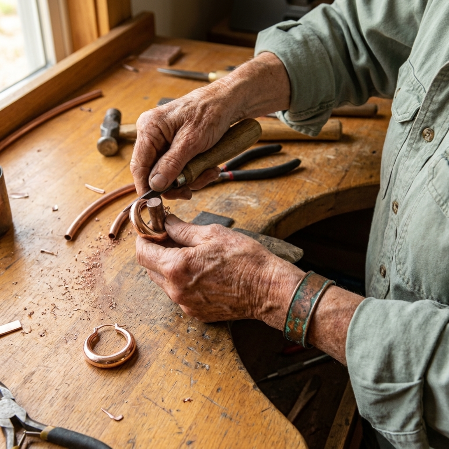 Boucles d'oreilles en cuivre Marne de Vera